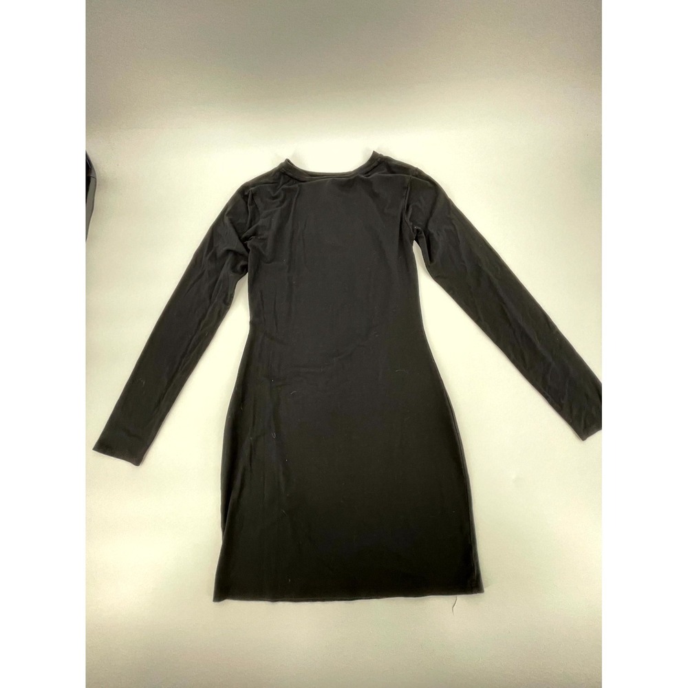 Bobi Los Angeles Front‎ Cut Out Midi Dress Womens Medium Black Cotton Stretch